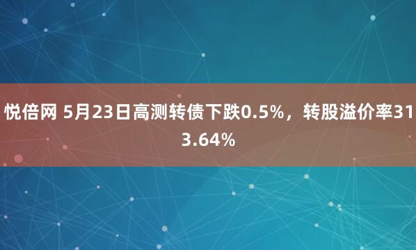 悦倍网 5月23日高测转债下跌0.5%，转股溢价率313.64%