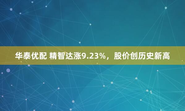 华泰优配 精智达涨9.23%，股价创历史新高